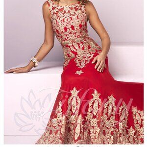 Tiffany Designs 16237 red and gold prom/pageant dress size 0